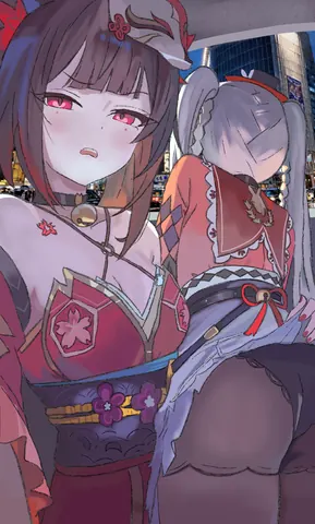 涉谷街头的花火母女